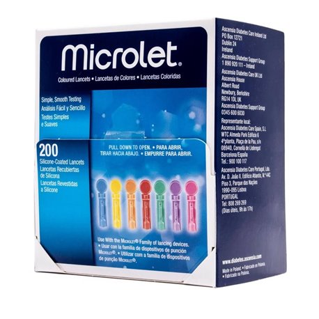 Microlet De Colores Lancetas 200 Unidades